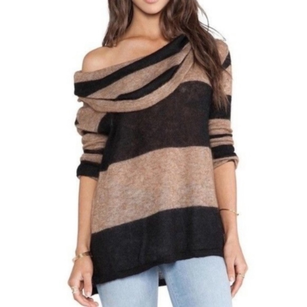 Free people Striped rugby sweater alpaca blend